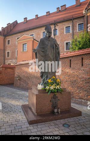 Pope John Paul II Statue at Wawel Castle - Krakow, Poland Stock Photo