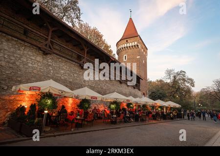 City Defensive Walls and Haberdasher Tower - Krakow, Poland Stock Photo
