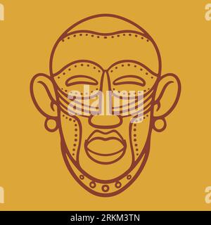 Cartoon Color African Ethnic Tribal Masks Icon. Native tribal and religious elements of ancient maya culture and civilization. Flat cartoon vector ill Stock Vector