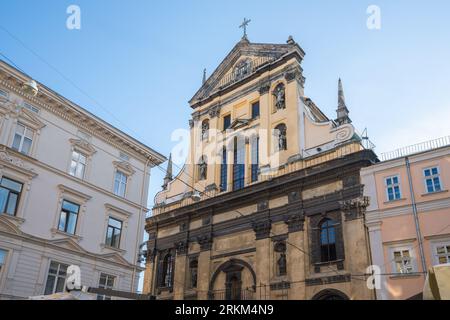 Jesuit Church (Church of the Most Holy Apostles Peter and Paul) - Lviv, Ukraine Stock Photo