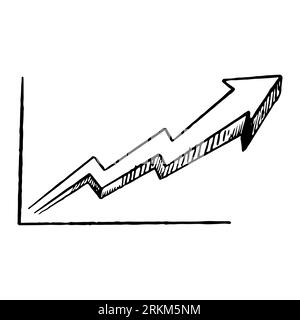 Growth. Graph diagram showing the E-commerce concept isolated on white background. Vector business marketing strategy hand drawn sketch Stock Vector