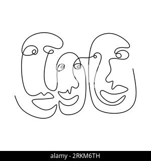 One line art abstract female face. Contemporary minimalist style. Fashion graphic design. Vector illustration. Good for poster, wall art, print, cover Stock Vector