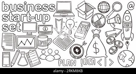 Set of hand drawn doodle business start up for sales promotion