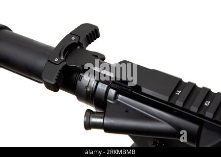 Side view of AR-15 rifle with Kryptek camo, closed ejection port ...