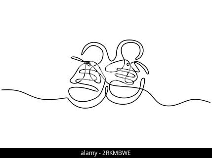 Continuous one line of a pair of one shoes isolated on white background ...