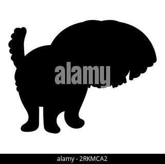 Black silhouette of Bichon Maltese dog breed, cute puppy standing, animal vector isolated on white background Stock Vector