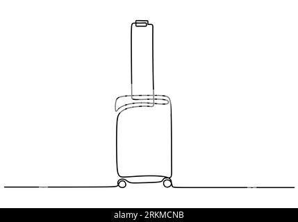 Continuous one line of a travel bag luggage isolated on white background. Stock Vector