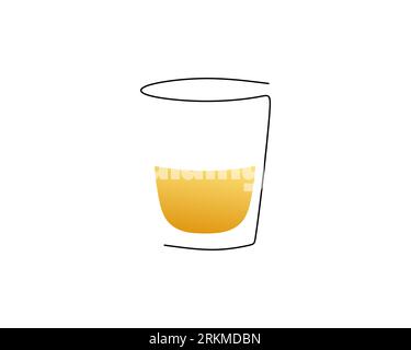 Continuous one single line of Shot Glass isolated on white background. Stock Vector