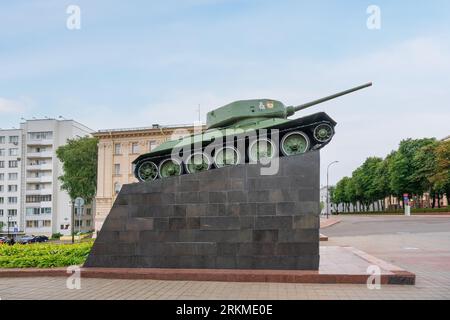 Soviet T-34-85 Tank Monument - Minsk, Belarus Stock Photo