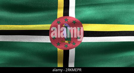 Dominica Flag - Realistic Waving Fabric Flag Stock Photo