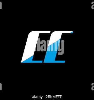 CC letter logo design on black background. CC creative initials letter logo concept. cc icon design. CC white and blue letter icon design on black bac Stock Vector