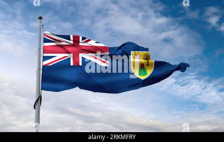 3D-Illustration Of A Caicos Islands Flag - Realistic Waving Fabric Flag. Stock Photo