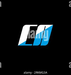 CN letter logo design on black background. CN creative initials letter logo concept. cn icon design. CN white and blue letter icon design on black bac Stock Vector