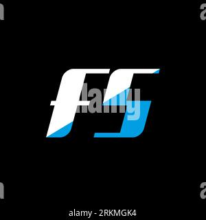 FS letter logo design on black background. FS creative initials letter logo concept. fs icon design. FS white and blue letter icon design on black bac Stock Vector