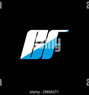 GF letter logo design on black background. GF creative initials letter logo concept. gf icon design. GF white and blue letter icon design on black bac Stock Vector