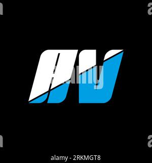 AV letter logo design on black background. AV creative initials letter logo concept. av icon design. AV white and blue letter icon design on black bac Stock Vector