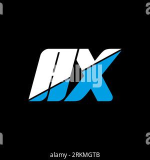 AX letter logo design on black background. AX creative initials letter logo concept. ax icon design. AX white and blue letter icon design on black bac Stock Vector