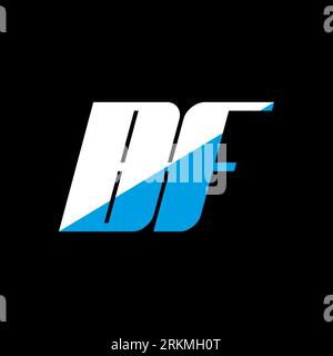 BF letter logo design on black background. BF creative initials letter logo concept. bf icon design. BF white and blue letter icon design on black bac Stock Vector
