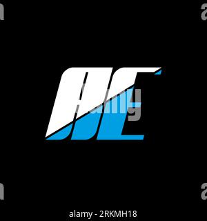 AE letter logo design on black background. AE creative initials letter logo concept. ae icon design. AE white and blue letter icon design on black bac Stock Vector