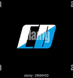 CD letter logo design on black background. CD creative initials letter logo concept. cd icon design. CD white and blue letter icon design on black bac Stock Vector