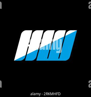 HW letter logo design on black background. HW creative initials letter logo concept. hw icon design. HW white and blue letter icon design on black bac Stock Vector