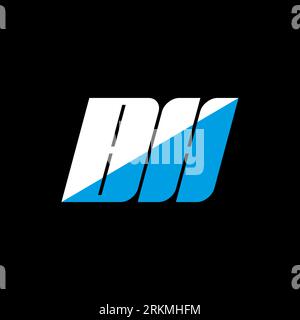 BH letter logo design on black background. BH creative initials letter logo concept. bh icon design. BH white and blue letter icon design on black bac Stock Vector