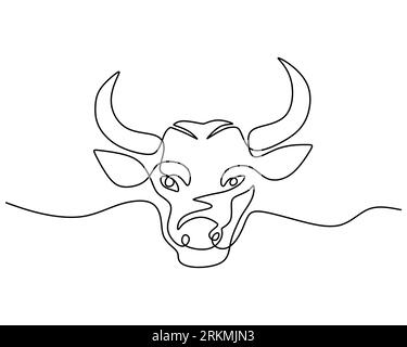 One continuous single line of buffalo head poster banner isolated on ...