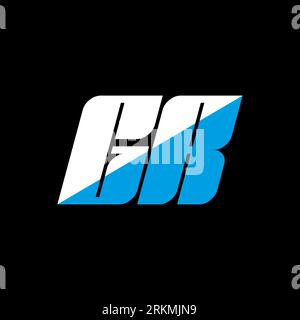 GR letter logo design on black background. GR creative initials letter logo concept. gr icon design. GR white and blue letter icon design on black bac Stock Vector