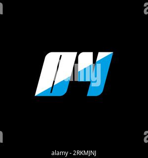 OY letter logo design on black background. OY creative initials letter logo concept. OY icon design. OY white and blue letter icon design on black bac Stock Vector