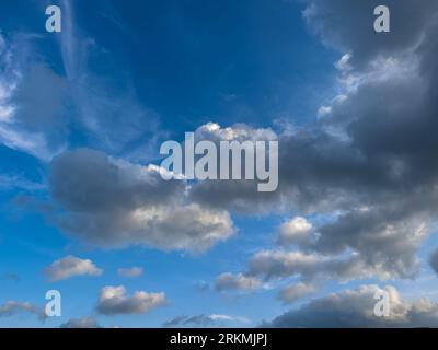 Cumulus white clouds floating on blue sky in beautiful morning. High quality photo Stock Photo