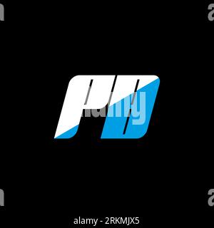 PB letter logo design on black background. PB creative initials letter logo concept. PB icon design. PB white and blue letter icon design on black bac Stock Vector