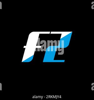 FZ letter logo design on black background. FZ creative initials letter logo concept. fz icon design. FZ white and blue letter icon design on black bac Stock Vector
