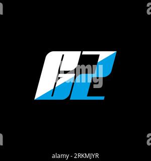 GZ letter logo design on black background. GZ creative initials letter logo concept. gz icon design. GZ white and blue letter icon design on black bac Stock Vector