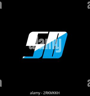 SB letter logo design on black background. SB creative initials letter logo concept. SB icon design. SB white and blue letter icon design on black bac Stock Vector