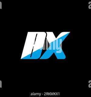 BX letter logo design on black background. BX creative initials letter logo concept. bx icon design. BX white and blue letter icon design on black bac Stock Vector