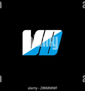 VB letter logo design on black background. VB creative initials letter logo concept. VB icon design. VB white and blue letter icon design on black bac Stock Vector