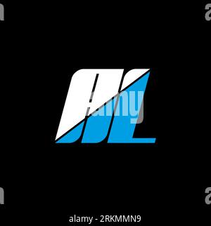 AL letter logo design on black background. AL creative initials letter logo concept. al icon design. AL white and blue letter icon design on black bac Stock Vector