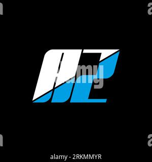AZ letter logo design on black background. AZ creative initials letter logo concept. az icon design. AZ white and blue letter icon design on black bac Stock Vector