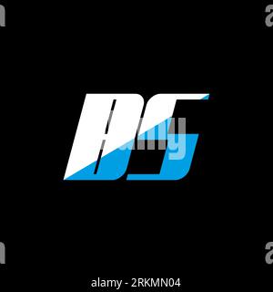 BS letter logo design on black background. BS creative initials letter logo concept. bs icon design. BS white and blue letter icon design on black bac Stock Vector