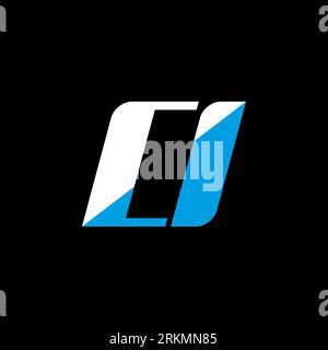 CI letter logo design on black background. CI creative initials letter logo concept. ci icon design. CI white and blue letter icon design on black bac Stock Vector