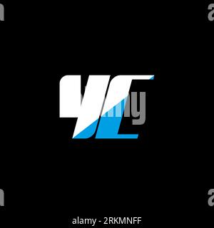 YC letter logo design on black background. YC creative initials letter logo concept. YC icon design. YC white and blue letter icon design on black bac Stock Vector