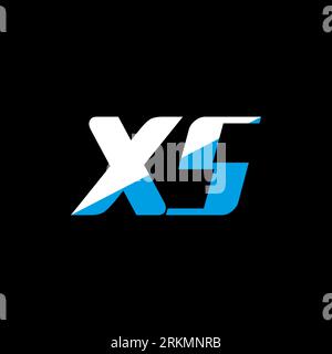 XS letter logo design on black background. XS creative initials letter logo concept. XS icon design. XS white and blue letter icon design on black bac Stock Vector