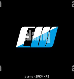 EW letter logo design on black background. EW creative initials letter logo concept. ew icon design. EW white and blue letter icon design on black bac Stock Vector