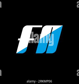FA letter logo design on black background. FA creative initials letter logo concept. fa icon design. FA white and blue letter icon design on black bac Stock Vector