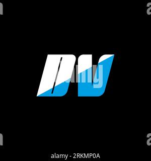 DV letter logo design on black background. DV creative initials letter logo concept. dv icon design. DV white and blue letter icon design on black bac Stock Vector