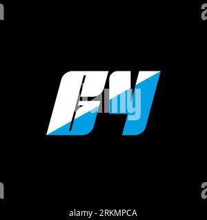 GY letter logo design on black background. GY creative initials letter logo concept. gy icon design. GY white and blue letter icon design on black bac Stock Vector