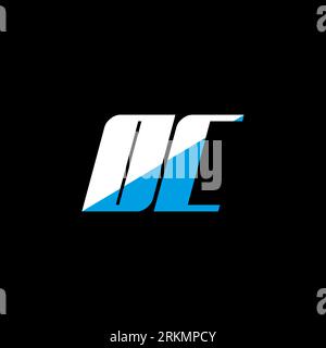 OC letter logo design on black background. OC creative initials letter logo concept. OC icon design. OC white and blue letter icon design on black bac Stock Vector