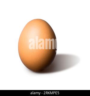 Brown egg casting shadow isolated on a white background Stock Photo