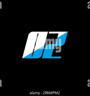 OZ letter logo design on black background. OZ creative initials letter logo concept. OZ icon design. OZ white and blue letter icon design on black bac Stock Vector