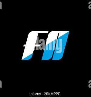 FN letter logo design on black background. FN creative initials letter logo concept. fn icon design. FN white and blue letter icon design on black bac Stock Vector